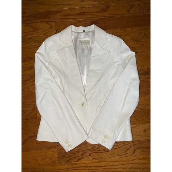 Pier Angelini White‎ Leather Cropped Coat Size XL - Picture 1 of 8